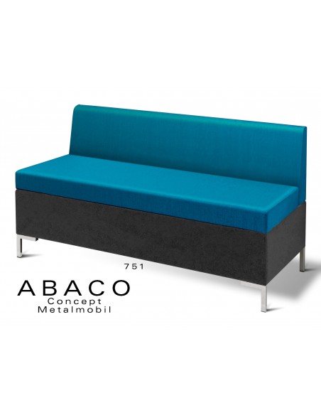 ABACO 751 - Module ou simple banquette, assise et dossier bleu.