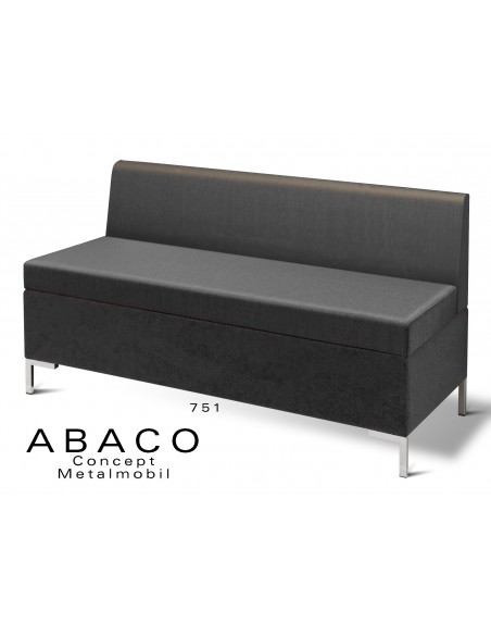 ABACO 751 - Module ou simple banquette, assise et dossier noir.