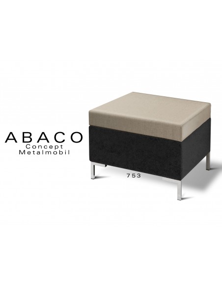 ABACO 753 - Tabouret d'appoint ou module de banquette coussin d'assise beige.