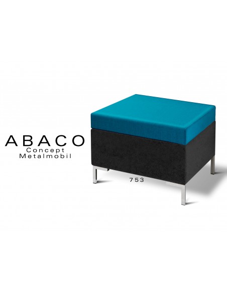 ABACO 753 - Tabouret d'appoint ou module de banquette coussin d'assise bleu.