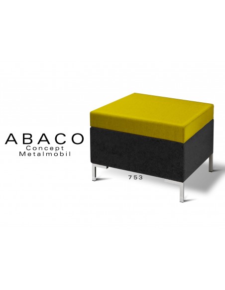 ABACO 753 - Tabouret d'appoint ou module de banquette coussin d'assise vert/jaune.