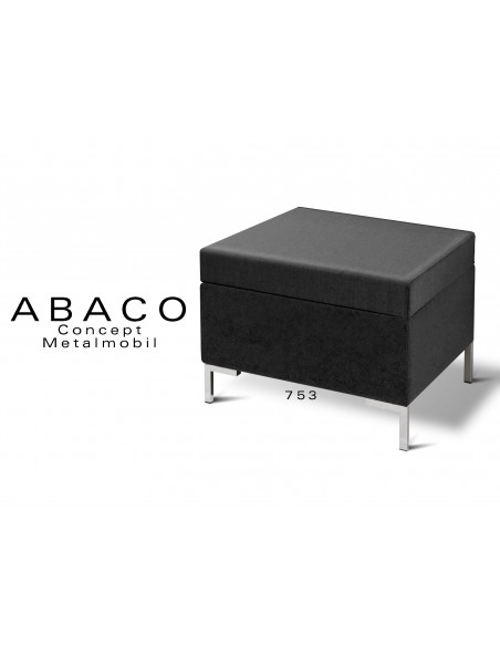 ABACO 753 - Tabouret d'appoint ou module de banquette coussin d'assise noir.