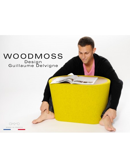 WOODMOSS tabouret ou table d'appoint, couleur tissu 100% laine, jaune.