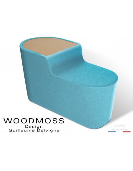 WOODMOSS-DOUBLE tabouret ou table d'appoint, couleur tissu 100% laine bleu.