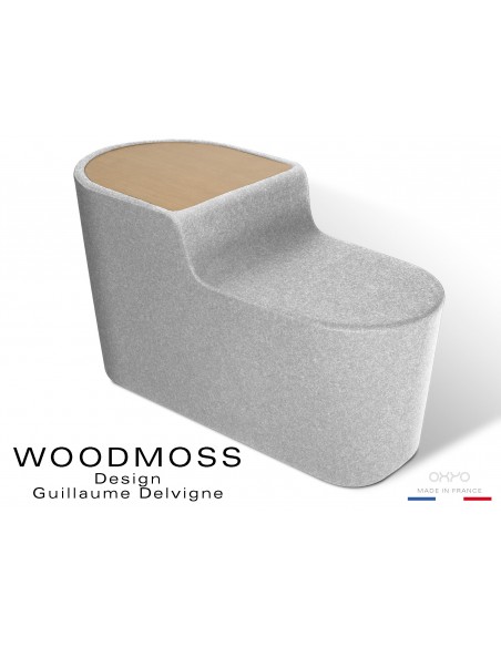 WOODMOSS-DOUBLE tabouret ou table d'appoint, couleur tissu 100% laine grise.