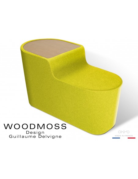 WOODMOSS-DOUBLE tabouret ou table d'appoint, couleur tissu 100% laine jaune.