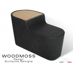 WOODMOSS-DOUBLE tabouret ou table d'appoint, couleur tissu 100% laine noire.