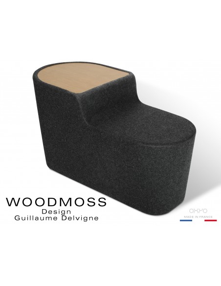 WOODMOSS-DOUBLE tabouret ou table d'appoint, couleur tissu 100% laine noire.