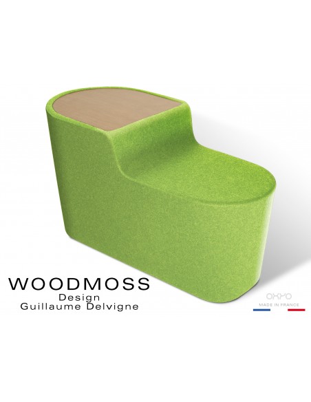 WOODMOSS-DOUBLE tabouret ou table d'appoint, couleur tissu 100% laine verte.