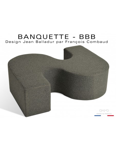 BANQUETTE-BBB module d'assise fantaisie ou "S", couleur anthracite.