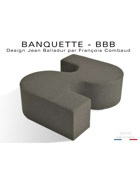 BANQUETTE-BBB module d'assise fantaisie ou "S", couleur anthracite.