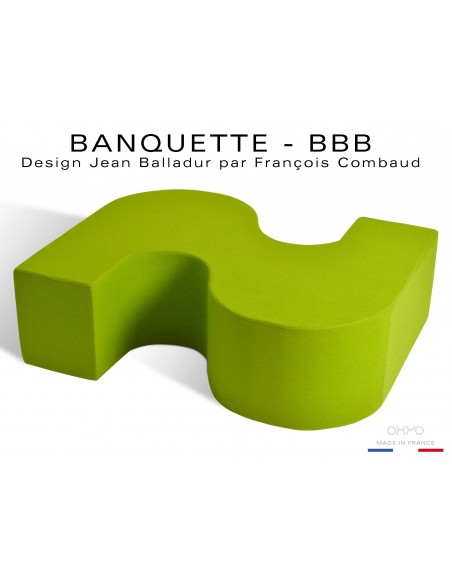 BANQUETTE-BBB module d'assise fantaisie ou "S", couleur vert anis.