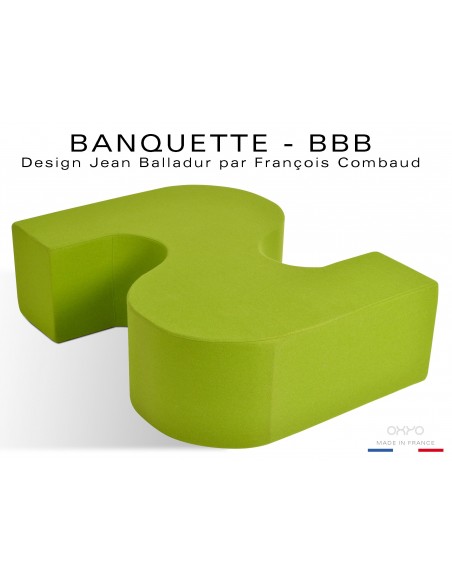 BANQUETTE-BBB module d'assise fantaisie ou "S", couleur vert anis.