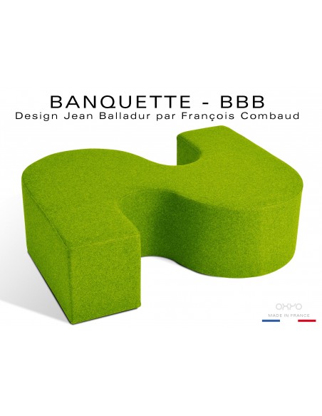 BANQUETTE-BBB module d'assise fantaisie ou "S", couleur vert anis.