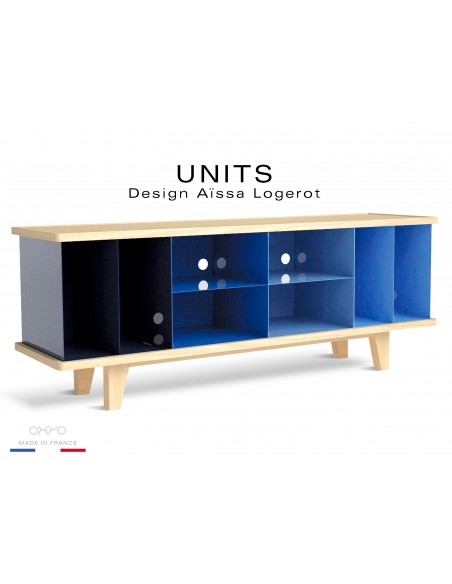 UNITS est commode, couleurs compartiments : bleu clair (ciel), bleu nuit, bleu gris, bleu foncé.