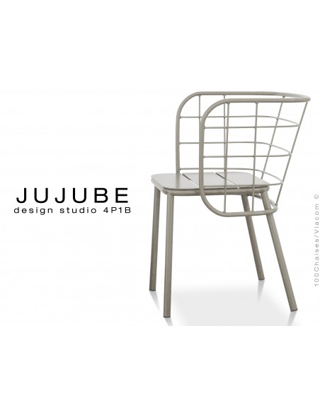 JUJUBE chaise design structure acier peinture grise, pour extérieur