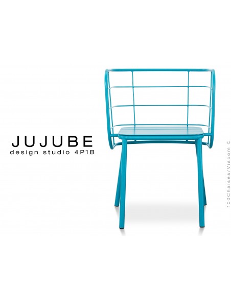 JUJUBE chaise design structure acier peinture bleue pour extérieur
