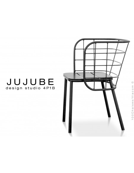 JUJUBE chaise design structure acier peinture anthracite pour extérieur