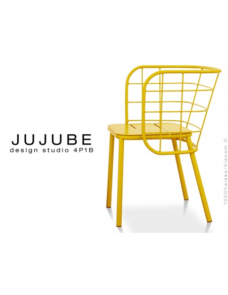 JUJUBE chaise design structure acier peinture jaune pour extérieur