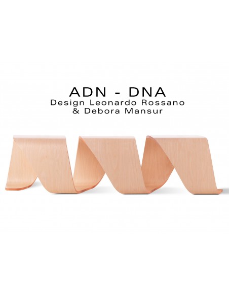Banc d'attente 3 places - ADN aux formes hélicoïdales en contreplaqué finition placage chêne naturel