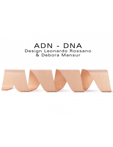 Banc d'attente 4 places - ADN aux formes hélicoïdales en contreplaqué finition placage chêne naturel