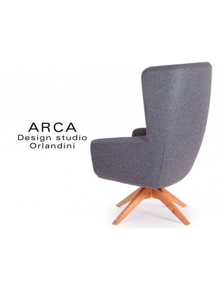 Fauteuil ARCA pour les espaces d'accueil et lounge - Habillage gris réf.: 8009, assise noir réf.: 8033