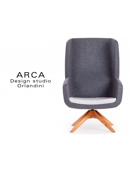 Fauteuil ARCA pour les espaces d'accueil et lounge - Habillage gris réf.: 8009, assise noir réf.: 8033