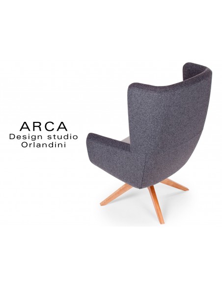 Fauteuil ARCA pour les espaces d'accueil et lounge - Habillage gris réf.: 8009, assise noir réf.: 8033