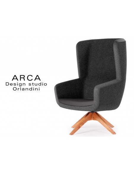 Fauteuil ARCA pour les espaces d'accueil et lounge - Habillage et coussin d'assise noir réf.: 8033