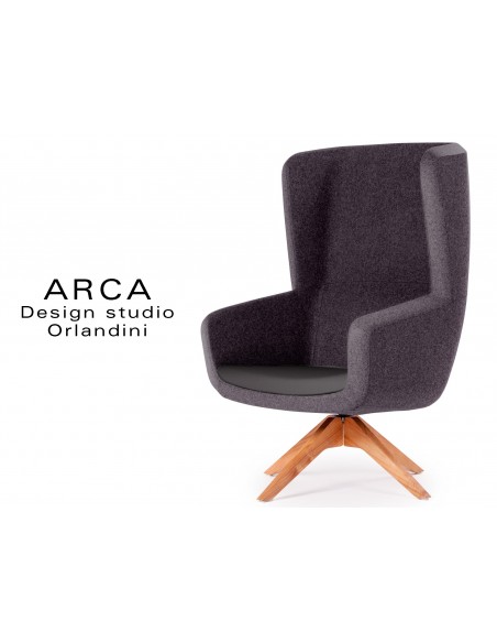 Fauteuil ARCA pour les espaces d'accueil et lounge - Habillage gris foncé réf.: 8017, assise noir réf.: 8033