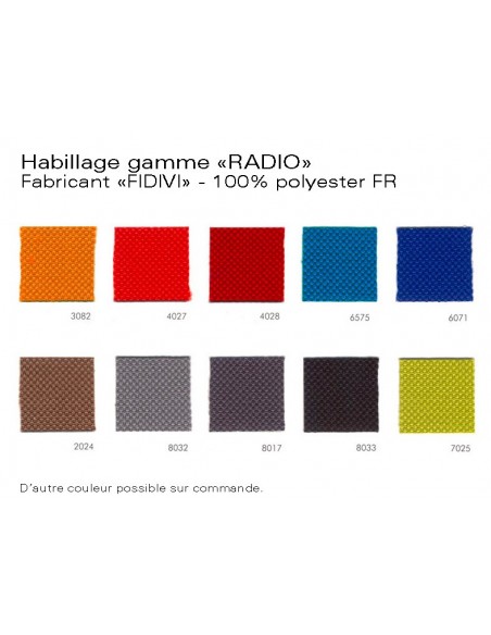 Fauteuil ARCA pour les espaces d'accueil et lounge - Nuancier gamme RADIO, 100% polyester.