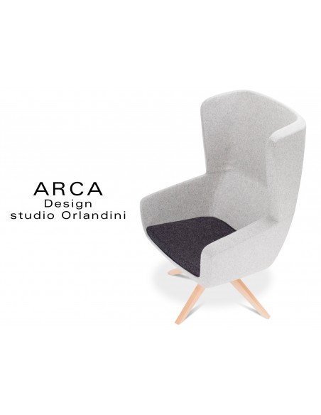 Fauteuil ARCA, habillage tissu Blazer 100% laine, fabricant Camira - Couleur Silverdale CUZ28