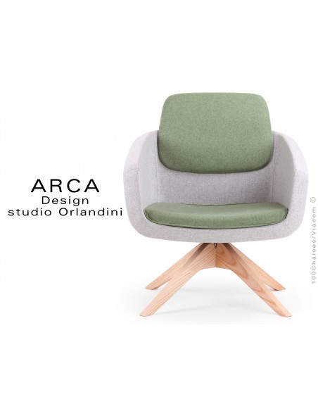 Fauteuil ARCA habillage 100% laine couleur gris Silverdale CUZ28 - Assise vert Lancaster CUZ1C