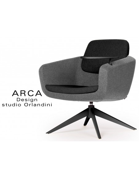 Fauteuil ARCA habillage 100% laine - noir Kingsmead - piétement peint noir.