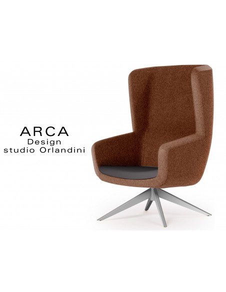 Fauteuil ARCA habillage 100% polyester, couleur marron, tissu "Radio" fabricant "FIDIVI"