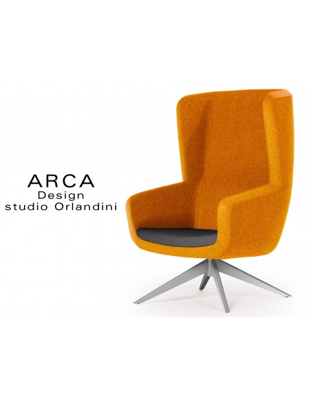 Fauteuil ARCA habillage 100% polyester, couleur orange, tissu "Radio" fabricant "FIDIVI"