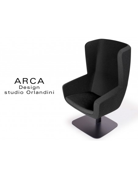 Fauteuil ARCA habillage 100% polyester tissu "Radio", habillage couleur noir, piétement noir