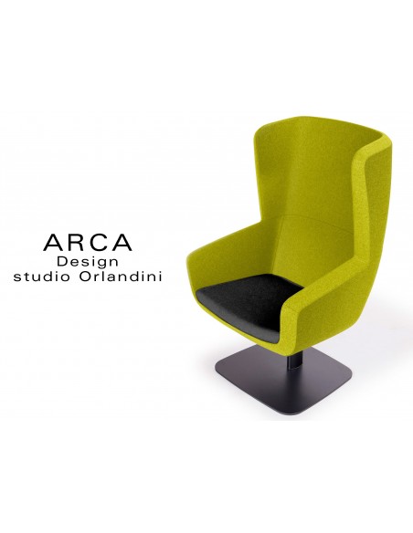 Fauteuil ARCA habillage 100% polyester tissu "Radio", habillage couleur vert, piétement noir