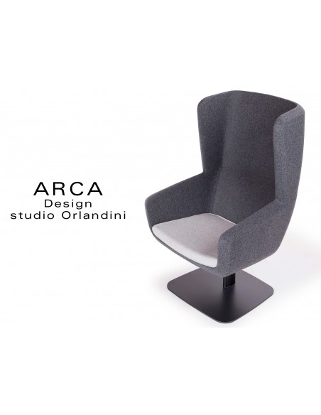 Fauteuil ARCA pour les espaces d'accueil et lounge habillage 100% polyester piétement central noir