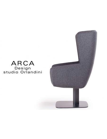 Fauteuil ARCA pour les espaces d'accueil et lounge habillage 100% polyester piétement central noir
