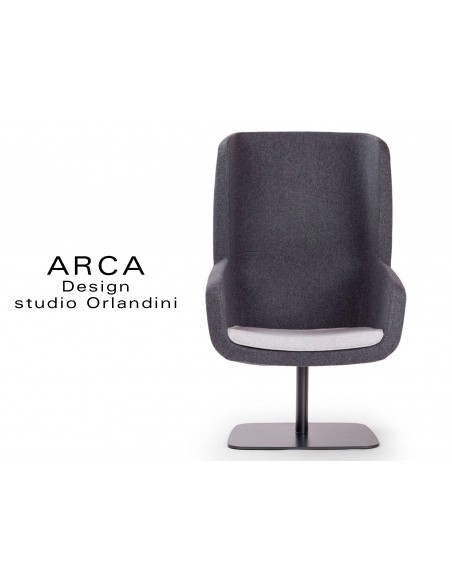 Fauteuil ARCA pour les espaces d'accueil et lounge habillage 100% polyester piétement central noir