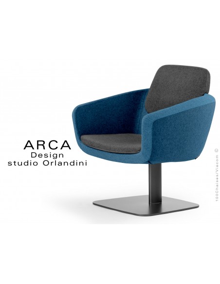 Fauteuil ARCA habillage 100% laine tissu "Blazer" couleur bleu Newcastle.