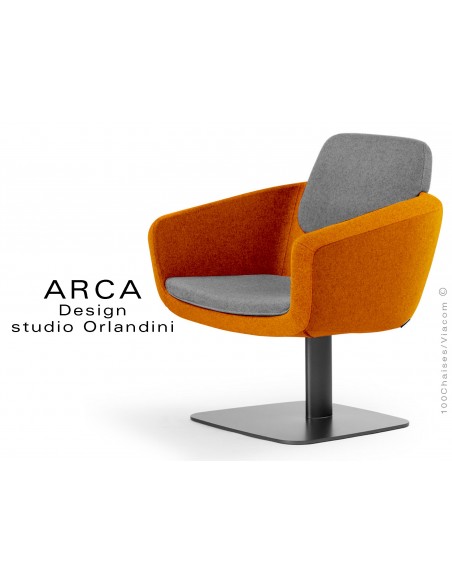 Fauteuil ARCA habillage 100% polyester tissu "Radio" couleur orange
