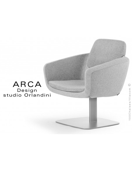Fauteuil ARCA habillage 100% laine couleur gris Silverdale, piétement gris aluminium