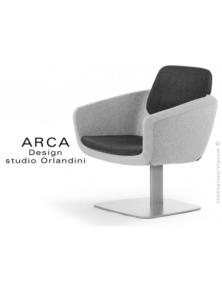 Fauteuil ARCA habillage 100% laine couleur noir Kingsmead, piétement gris aluminium