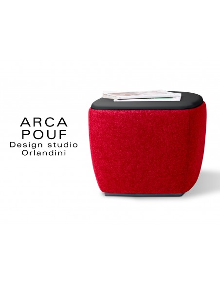 ARCA pouf, tabouret ou table d'appoint couleur rouge handcross