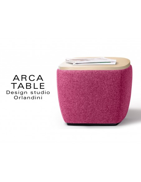 ARCA pouf ou table d'appoint habillage couleur rose St-Martins.