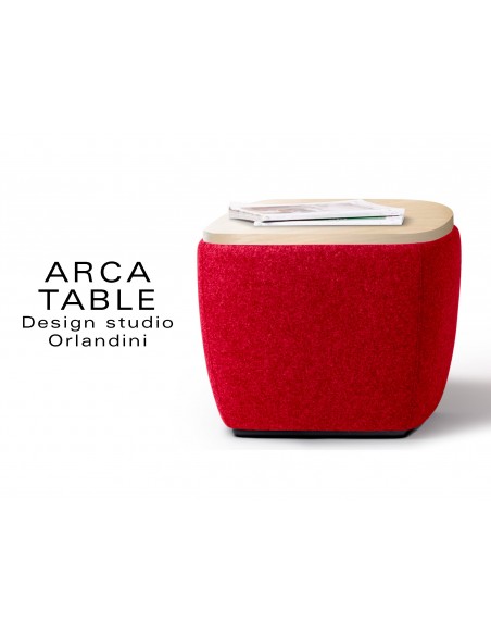 ARCA pouf ou table d'appoint habillage couleur rouge Handcross.