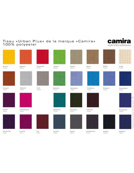 Gamme couleur collection "Urban Plus" 100% polyester du fabricant "Camira", au choix.