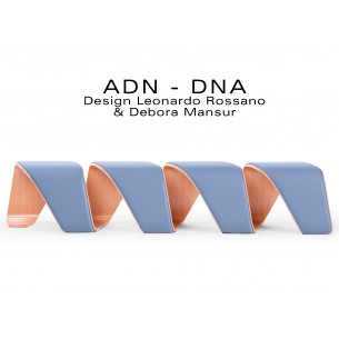 Banc d'attente 4 places - ADN finition tissu "Urban-Plus" 100% polyester, couleur bleu Metropolis